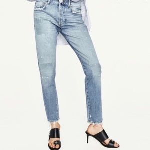 Zara Slim Boyfriend Jean with Vintage Repair